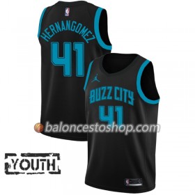 Camiseta Niños NBA Charlotte Hornets Willy Hernangomez 41 2018-19 Jordan Brand City Edition Negro Swingman